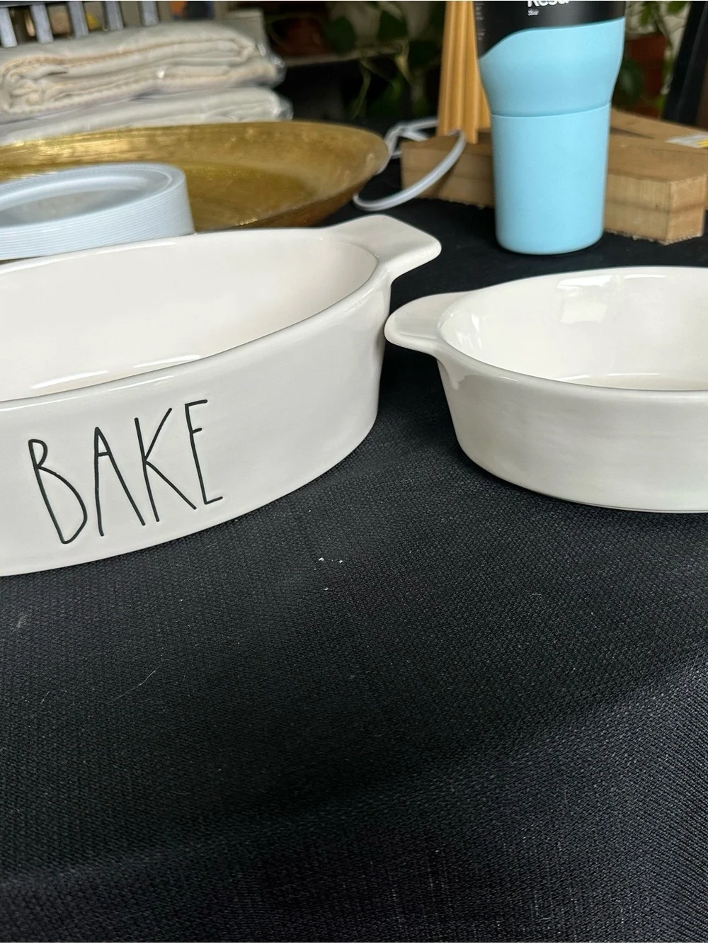 Rae Dunn 2 Piece ‘BAKE’ Oval Ceramic Baking Dish Set